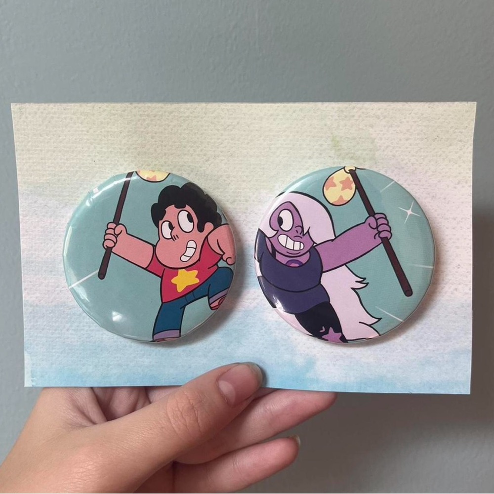 Steven and Amethyst matching pinback button set